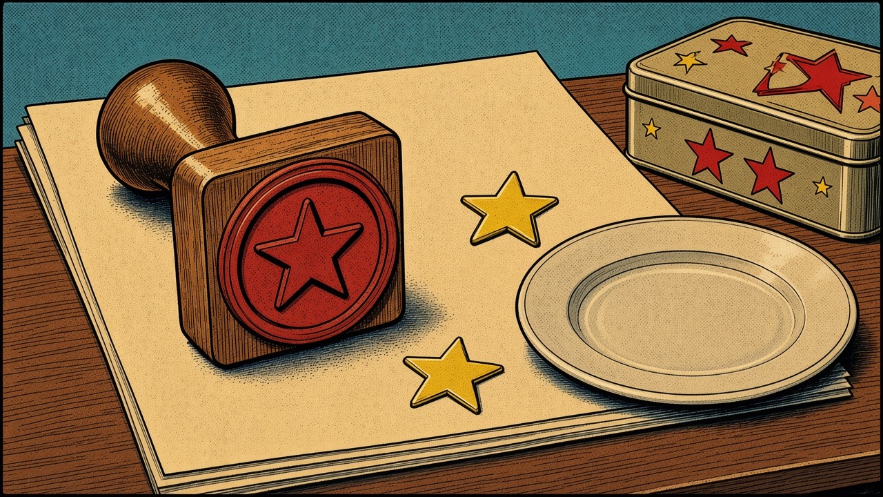 Comic: star stamp and empty plate